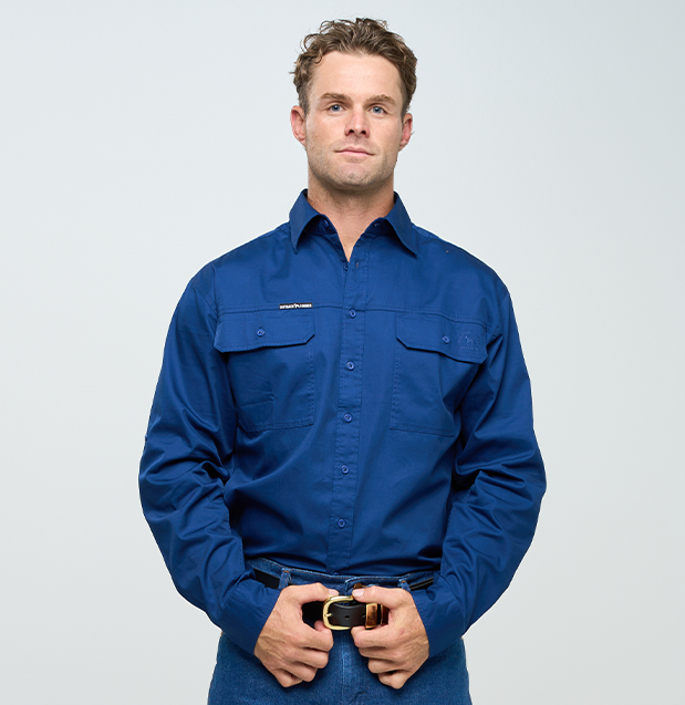 ESK Mens Full Button Long Sleeve Work Shirt